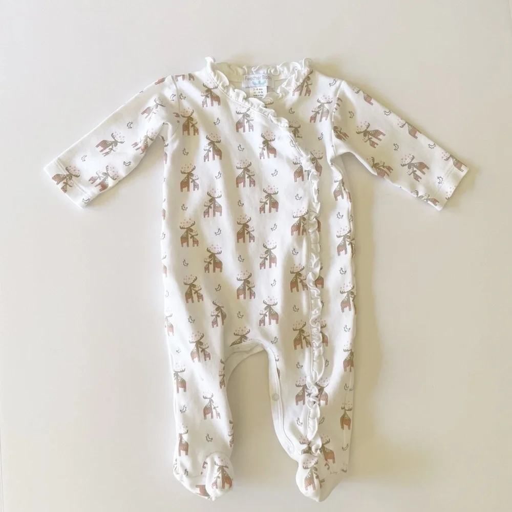Feather Baby 3-6M Ruffle Kimono Footie